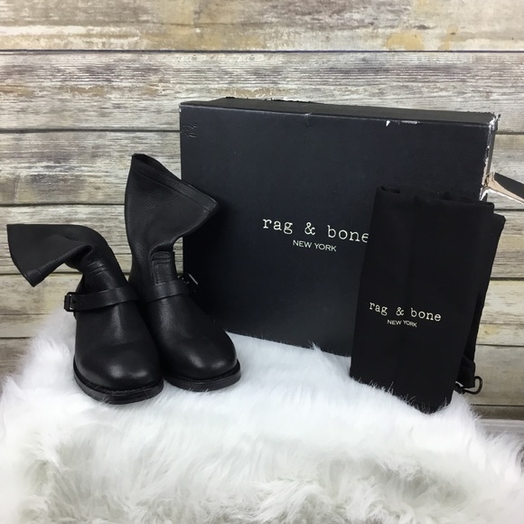 rag & bone Shoes - Rag & Bone Black Oliver Elk Leather Moto Boots
